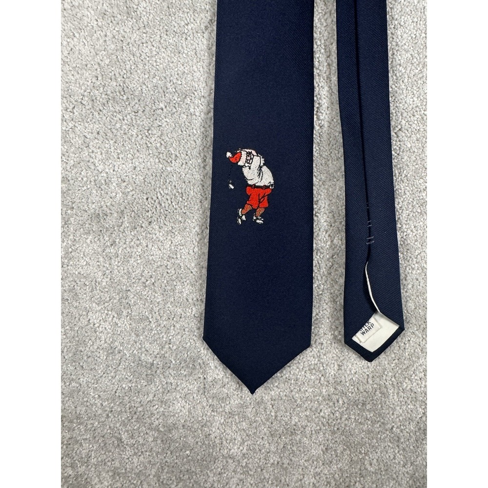 Vintage‎ Men's Navy Neck Tie Silk Wrapped Christmas Santa Golfing Golf  Tie
